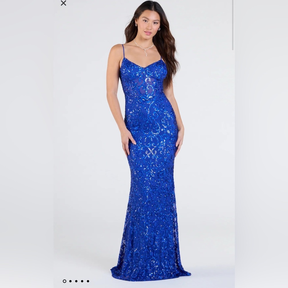 Windsor Blue Sequin Sweetheart Prom Gown